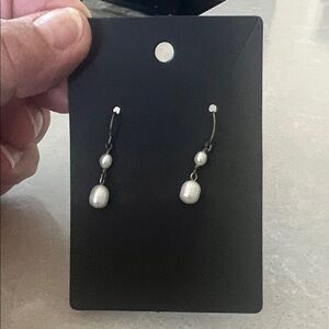 Elegant Silver Pearl Drop Earrings